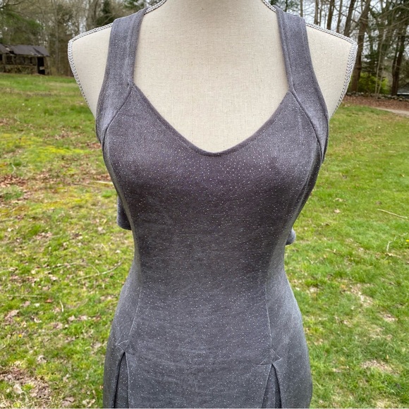 CACHE DRESS MAXI SHEATH SILVER METALLIC SLEEVELESS SEXY CRISSCROSS BACK SIZE 10 - Picture 2 of 12